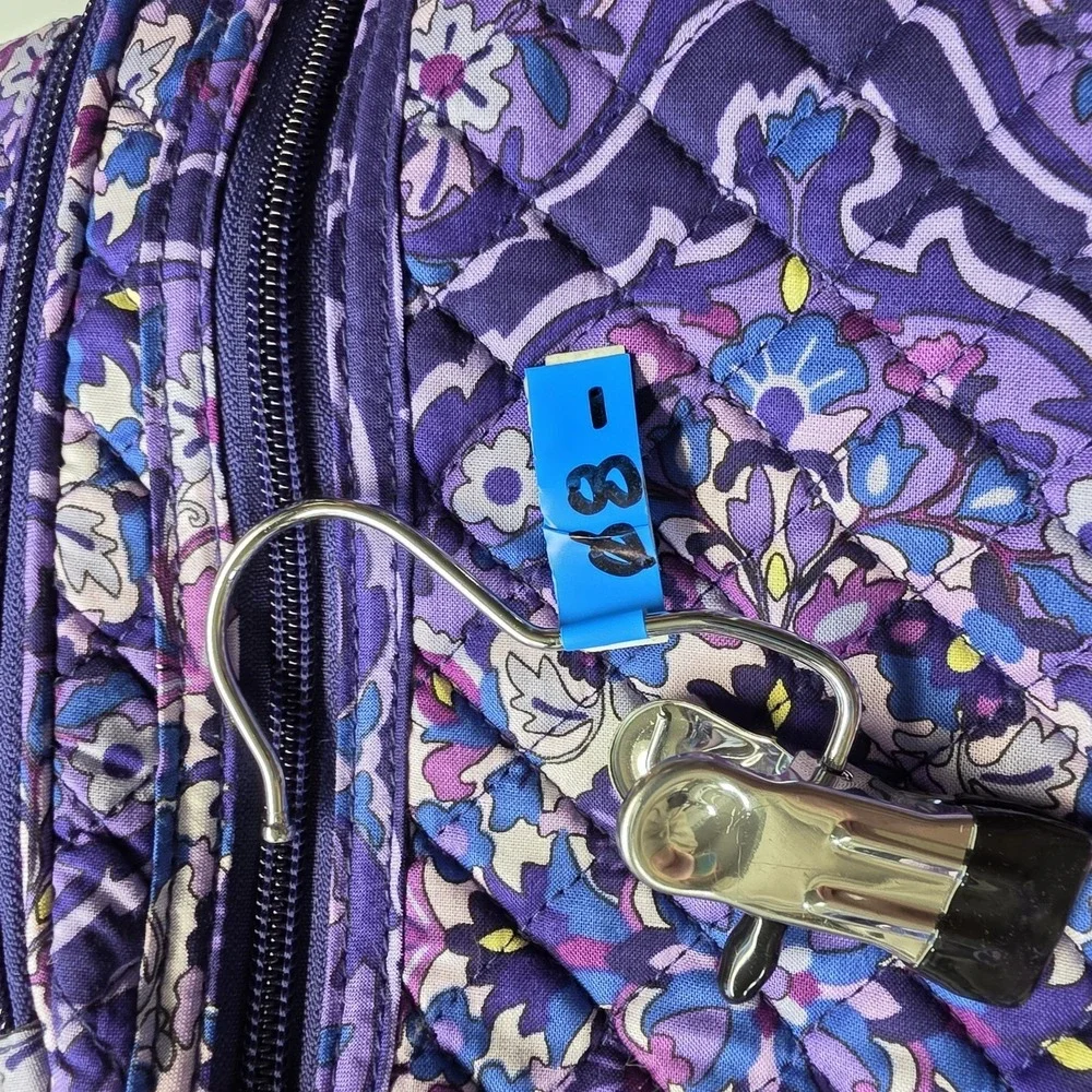 NWOT Vera Bradley Plaid Sling Backpack Purple Plum Paisley Adjustable Strap